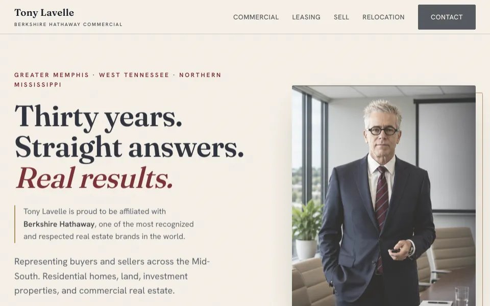 Tony Lavelle Berkshire Hathaway real estate website hero